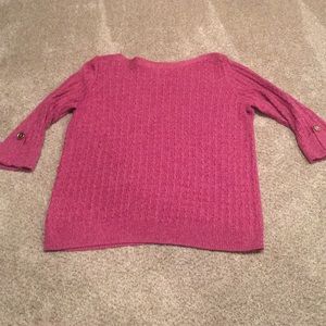 Karen Scott pink boat neck cable knit sweater